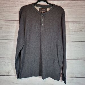 𝅺NICKEL & Iron Henley Luxe Cotton Knit Long Sleeve Shirt Navy Blue Size Medium